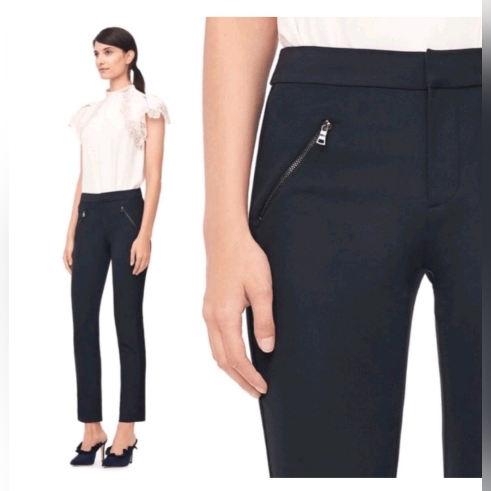 Rebecca Taylor Ava Techy Pants Black Slim Fit Zipper Pockets Workwear Size 6